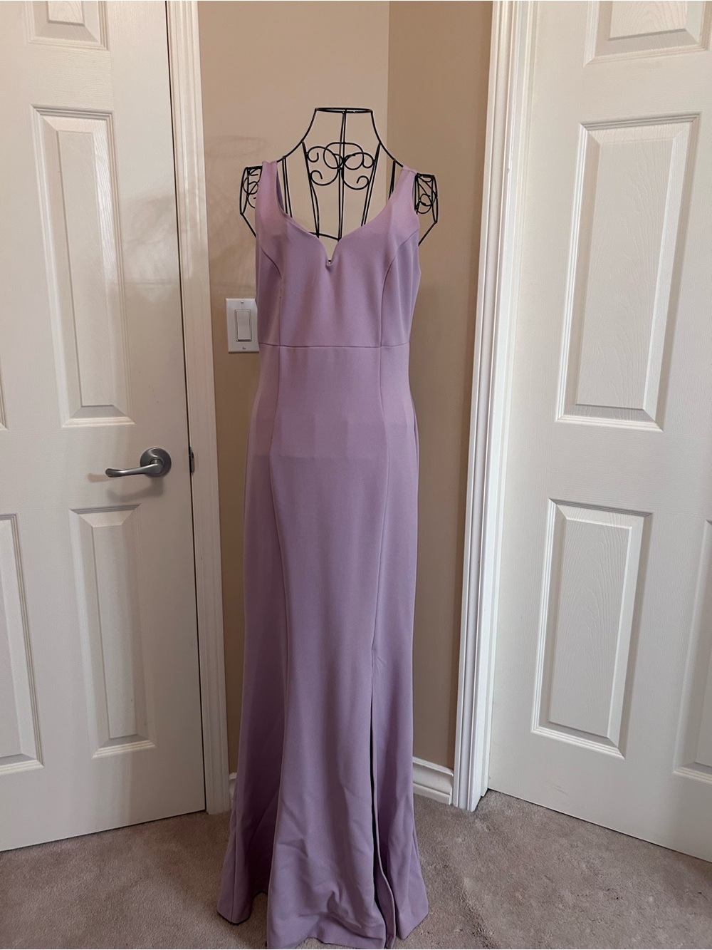 Lavender V-Neck Evening Gown